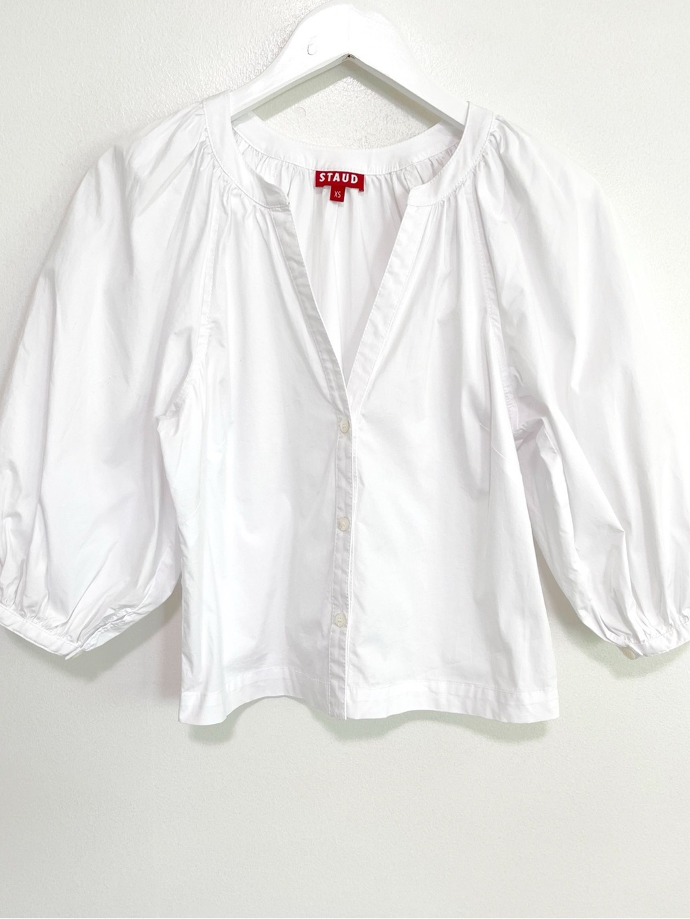 Staud Dill Blouse Stretch Cotton Poplin Button Front White Size XS - Picture 5 of 11